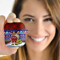 Liechtenstein Christmas AirPods Case with Reindeer Character Holiday Village and Plaid Sleeves - Wonder Print Shop