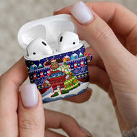 Liechtenstein Christmas AirPods Case with Reindeer Character Holiday Village and Plaid Sleeves - Wonder Print Shop