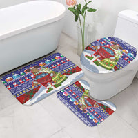 Liechtenstein Christmas Bathroom Set with Reindeer Character Holiday Village and Plaid Sleeves - Wonder Print Shop