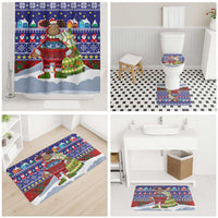 Liechtenstein Christmas Bathroom Set with Reindeer Character Holiday Village and Plaid Sleeves - Wonder Print Shop