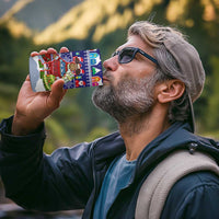 Liechtenstein Christmas 4 in 1 Can Cooler Tumbler with Reindeer Character Holiday Village and Plaid Sleeves - Wonder Print Shop