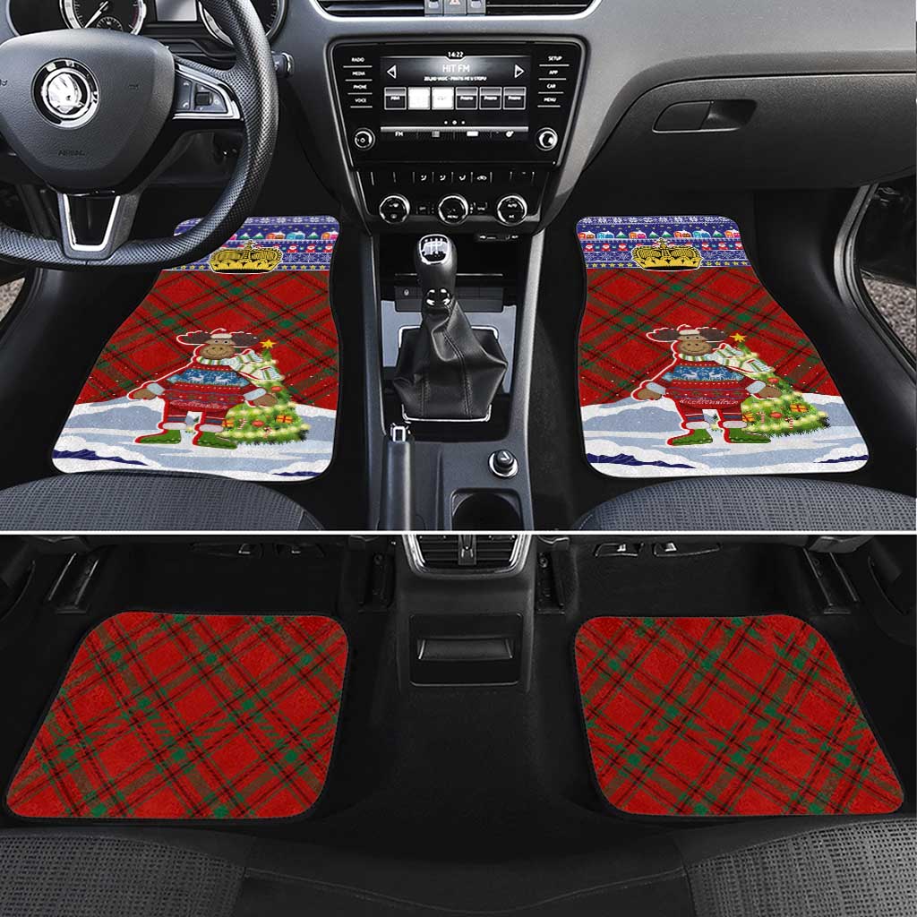 Liechtenstein Christmas Car Mats with Reindeer Character Holiday Village and Plaid Sleeves - Wonder Print Shop