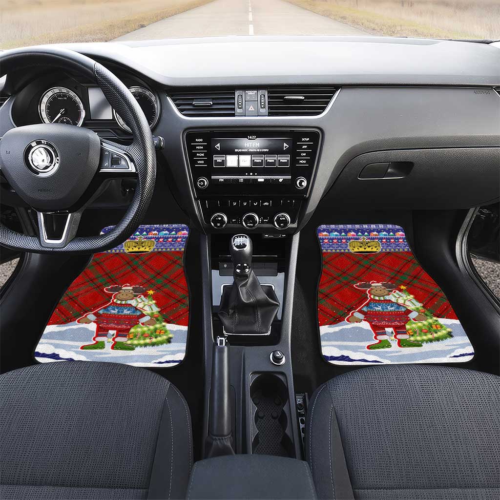 Liechtenstein Christmas Car Mats with Reindeer Character Holiday Village and Plaid Sleeves - Wonder Print Shop