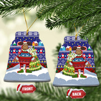 Liechtenstein Christmas Ceramic Ornament with Reindeer Character Holiday Village and Plaid Sleeves - Wonder Print Shop