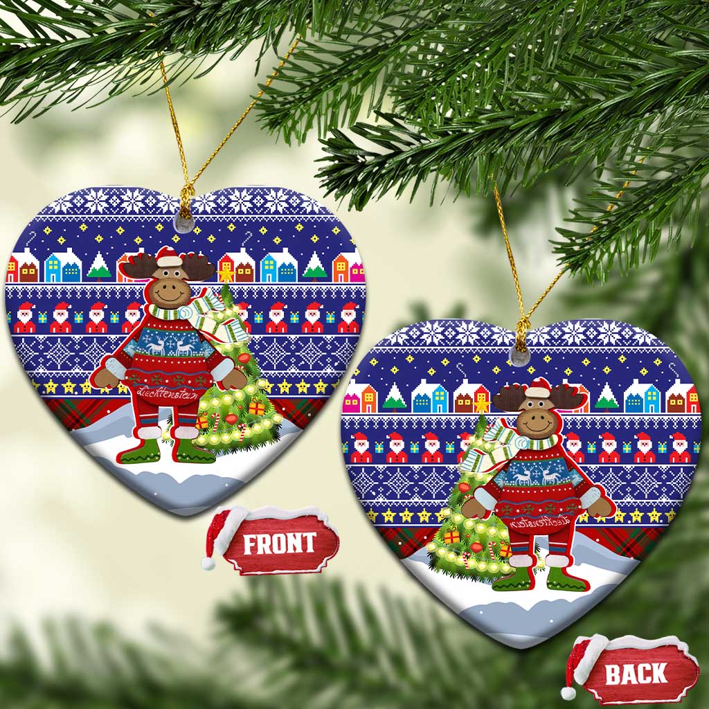 Liechtenstein Christmas Ceramic Ornament with Reindeer Character Holiday Village and Plaid Sleeves - Wonder Print Shop