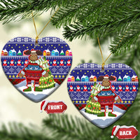 Liechtenstein Christmas Ceramic Ornament with Reindeer Character Holiday Village and Plaid Sleeves - Wonder Print Shop