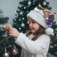 Liechtenstein Christmas Santa Hat with Reindeer Character Holiday Village and Plaid Sleeves - Wonder Print Shop