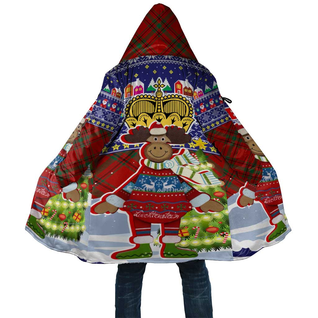 Liechtenstein Christmas Cloak with Reindeer Character Holiday Village and Plaid Sleeves - Wonder Print Shop
