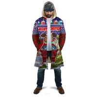 Liechtenstein Christmas Cloak with Reindeer Character Holiday Village and Plaid Sleeves - Wonder Print Shop