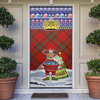 Liechtenstein Christmas Door Cover with Reindeer Character Holiday Village and Plaid Sleeves - Wonder Print Shop