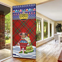 Liechtenstein Christmas Door Cover with Reindeer Character Holiday Village and Plaid Sleeves - Wonder Print Shop