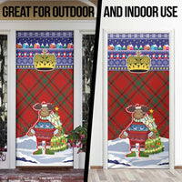 Liechtenstein Christmas Door Cover with Reindeer Character Holiday Village and Plaid Sleeves - Wonder Print Shop