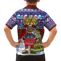 Liechtenstein Christmas Family Matching Long Sleeve Bodycon Dress and Hawaiian Shirt with Reindeer Character Holiday Village and Plaid Sleeves - Wonder Print Shop