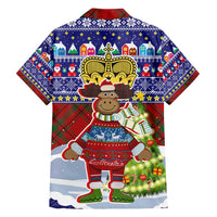 Liechtenstein Christmas Family Matching Off Shoulder Maxi Dress and Hawaiian Shirt with Reindeer Character Holiday Village and Plaid Sleeves - Wonder Print Shop