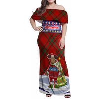 Liechtenstein Christmas Family Matching Off Shoulder Maxi Dress and Hawaiian Shirt with Reindeer Character Holiday Village and Plaid Sleeves - Wonder Print Shop