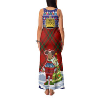 Liechtenstein Christmas Family Matching Tank Maxi Dress and Hawaiian Shirt with Reindeer Character Holiday Village and Plaid Sleeves - Wonder Print Shop