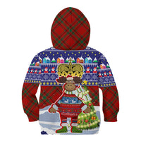 Liechtenstein Christmas Kid Hoodie with Reindeer Character Holiday Village and Plaid Sleeves - Wonder Print Shop
