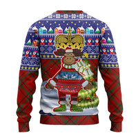 Liechtenstein Christmas Ugly Christmas Sweater with Reindeer Character Holiday Village and Plaid Sleeves - Wonder Print Shop