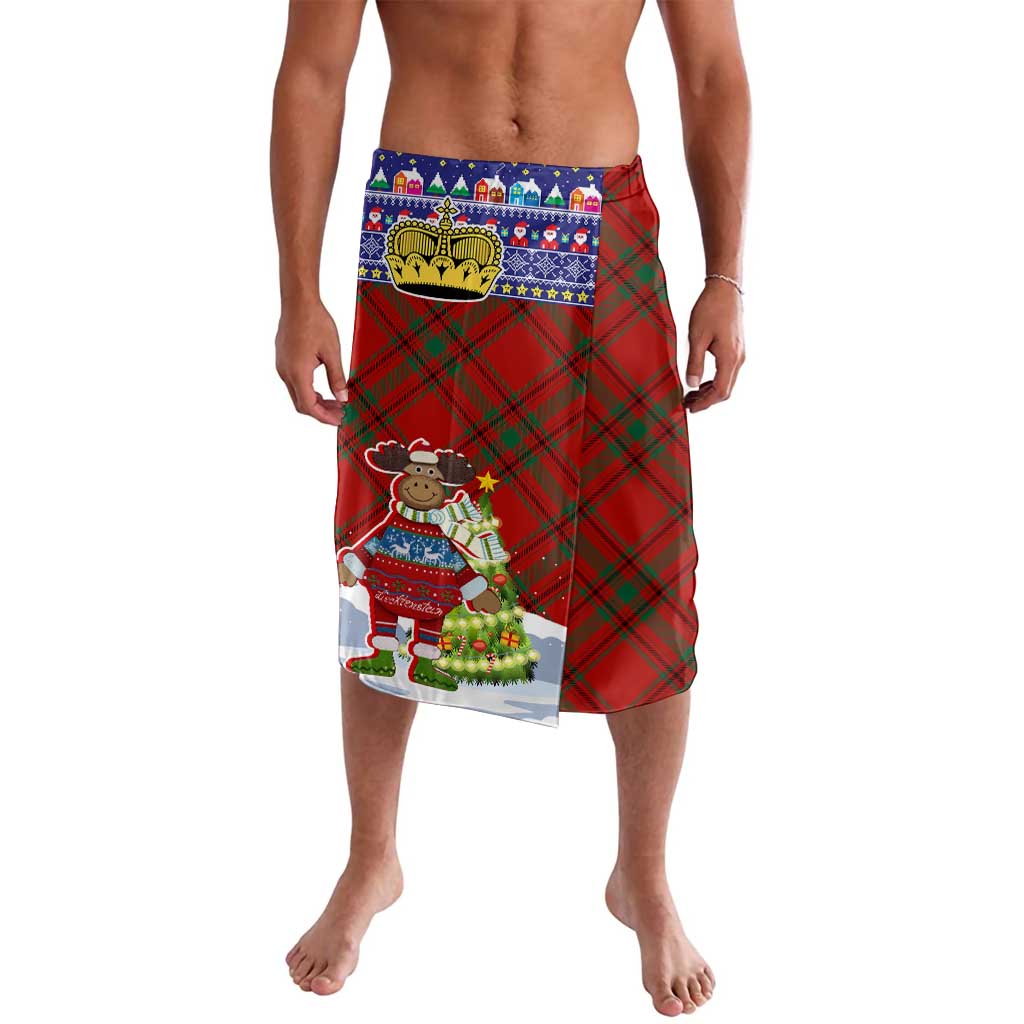 Liechtenstein Christmas Lavalava with Reindeer Character Holiday Village and Plaid Sleeves - Wonder Print Shop