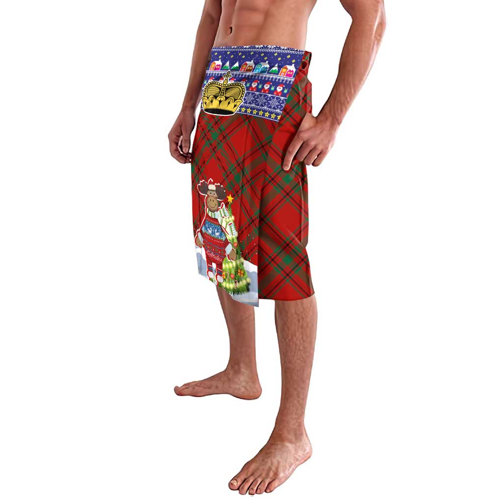 Liechtenstein Christmas Lavalava with Reindeer Character Holiday Village and Plaid Sleeves - Wonder Print Shop
