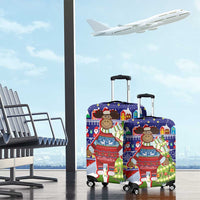 Liechtenstein Christmas Luggage Cover with Reindeer Character Holiday Village and Plaid Sleeves - Wonder Print Shop