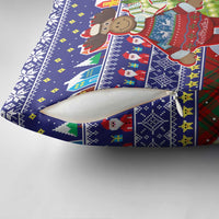 Liechtenstein Christmas Pillow Cover with Reindeer Character Holiday Village and Plaid Sleeves - Wonder Print Shop