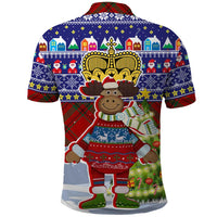 Liechtenstein Christmas Polo Shirt with Reindeer Character Holiday Village and Plaid Sleeves - Wonder Print Shop