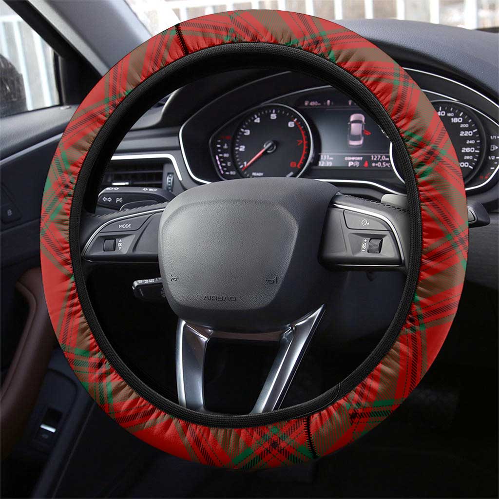 Liechtenstein Christmas Steering Wheel Cover with Reindeer Character Holiday Village and Plaid Sleeves - Wonder Print Shop