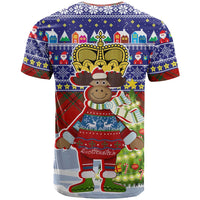 Liechtenstein Christmas T Shirt with Reindeer Character Holiday Village and Plaid Sleeves - Wonder Print Shop
