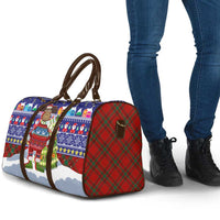 Liechtenstein Christmas Travel Bag with Reindeer Character Holiday Village and Plaid Sleeves - Wonder Print Shop