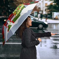 Liechtenstein Christmas Umbrella with Reindeer Character Holiday Village and Plaid Sleeves - Wonder Print Shop