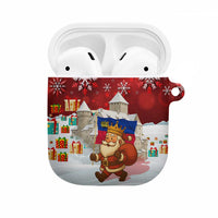 Liechtenstein Christmas AirPods Case with Santa Claus Castle Snowflakes and National Flag - Wonder Print Shop