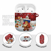 Liechtenstein Christmas AirPods Case with Santa Claus Castle Snowflakes and National Flag - Wonder Print Shop