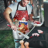 Liechtenstein Christmas Apron with Santa Claus Castle Snowflakes and National Flag - Wonder Print Shop