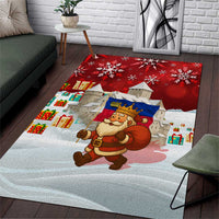 Liechtenstein Christmas Area Rug with Santa Claus Castle Snowflakes and National Flag - Wonder Print Shop