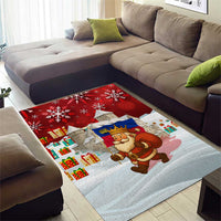 Liechtenstein Christmas Area Rug with Santa Claus Castle Snowflakes and National Flag - Wonder Print Shop