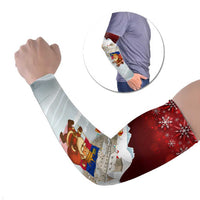 Liechtenstein Christmas Arm Sleeves with Santa Claus Castle Snowflakes and National Flag - Wonder Print Shop