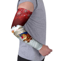Liechtenstein Christmas Arm Sleeves with Santa Claus Castle Snowflakes and National Flag - Wonder Print Shop