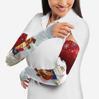 Liechtenstein Christmas Arm Sleeves with Santa Claus Castle Snowflakes and National Flag - Wonder Print Shop