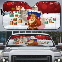 Liechtenstein Christmas Auto Sun Shade with Santa Claus Castle Snowflakes and National Flag - Wonder Print Shop