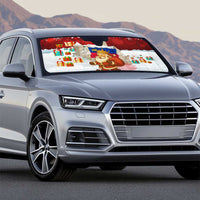 Liechtenstein Christmas Auto Sun Shade with Santa Claus Castle Snowflakes and National Flag - Wonder Print Shop