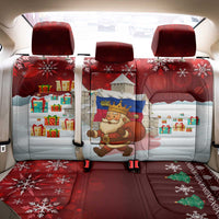 Liechtenstein Christmas Back Car Seat Cover with Santa Claus Castle Snowflakes and National Flag - Wonder Print Shop