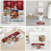 Liechtenstein Christmas Bathroom Set with Santa Claus Castle Snowflakes and National Flag - Wonder Print Shop