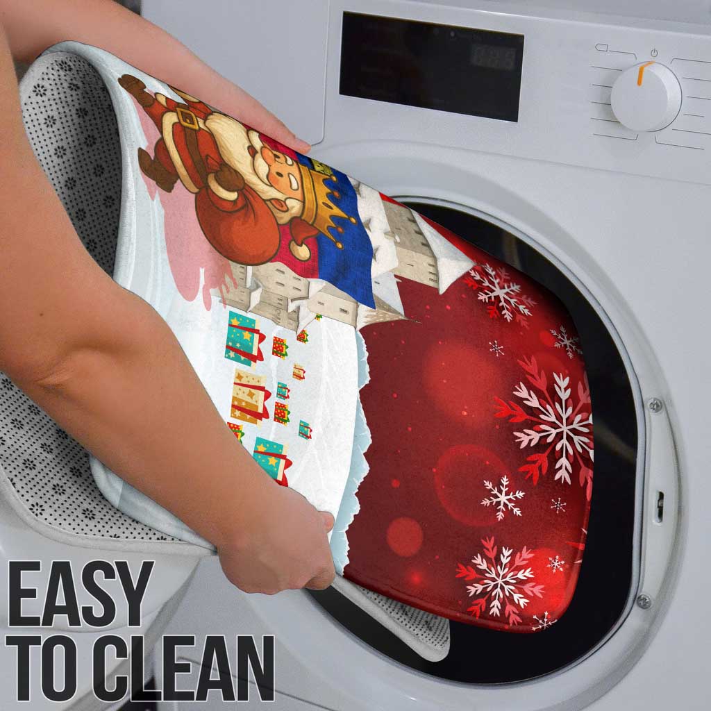 Liechtenstein Christmas Bathroom Set with Santa Claus Castle Snowflakes and National Flag - Wonder Print Shop