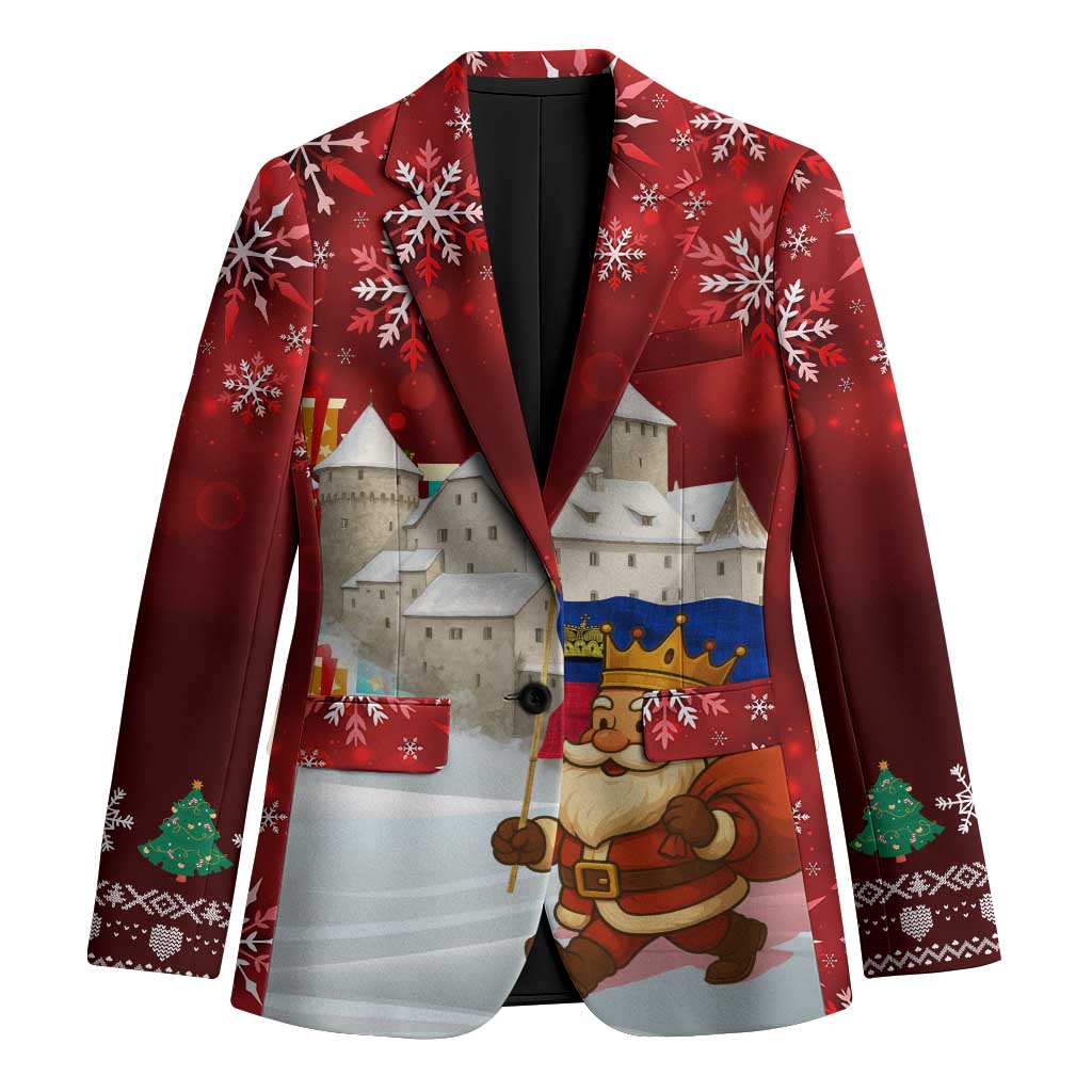 Liechtenstein Christmas Blazer with Santa Claus Castle Snowflakes and National Flag - undefined