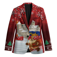 Liechtenstein Christmas Blazer with Santa Claus Castle Snowflakes and National Flag - undefined