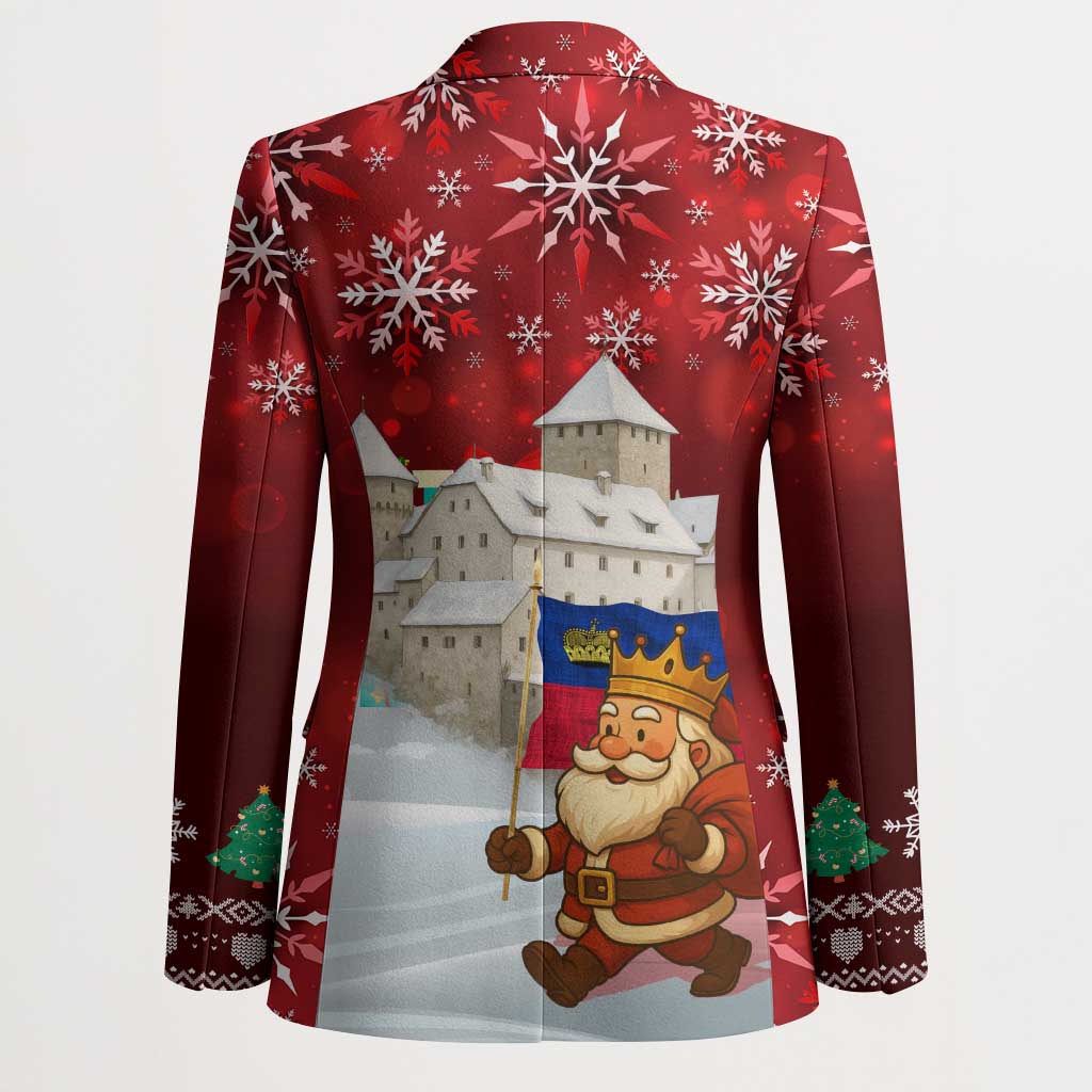 Liechtenstein Christmas Blazer with Santa Claus Castle Snowflakes and National Flag - undefined