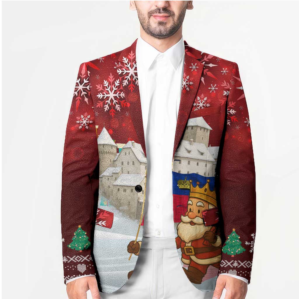 Liechtenstein Christmas Blazer with Santa Claus Castle Snowflakes and National Flag - undefined