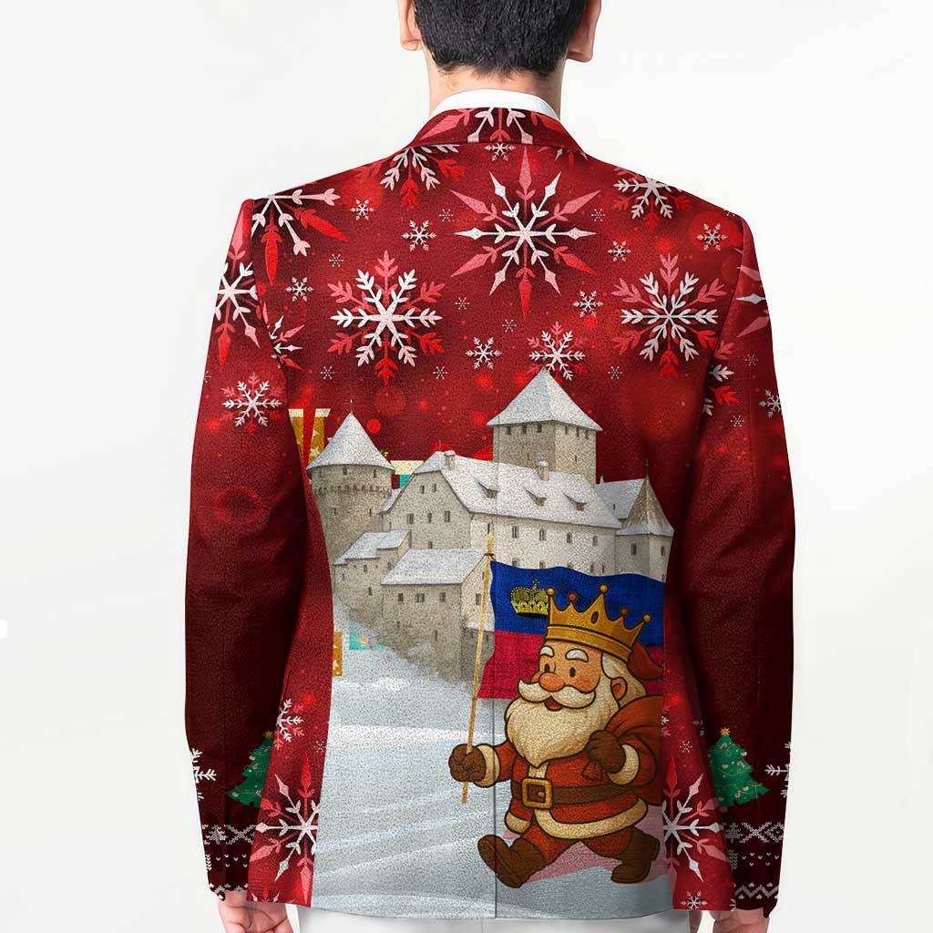 Liechtenstein Christmas Blazer with Santa Claus Castle Snowflakes and National Flag - undefined