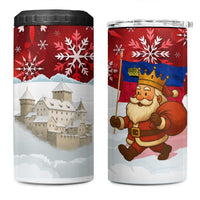 Liechtenstein Christmas 4 in 1 Can Cooler Tumbler with Santa Claus Castle Snowflakes and National Flag - Wonder Print Shop